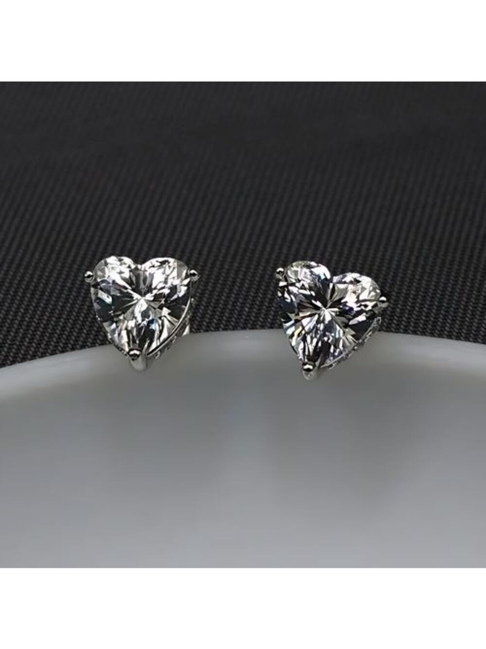 Sparkling Heart Stud Earrings 1 Cttw Moissanite 925 Sterling Silver NWT
